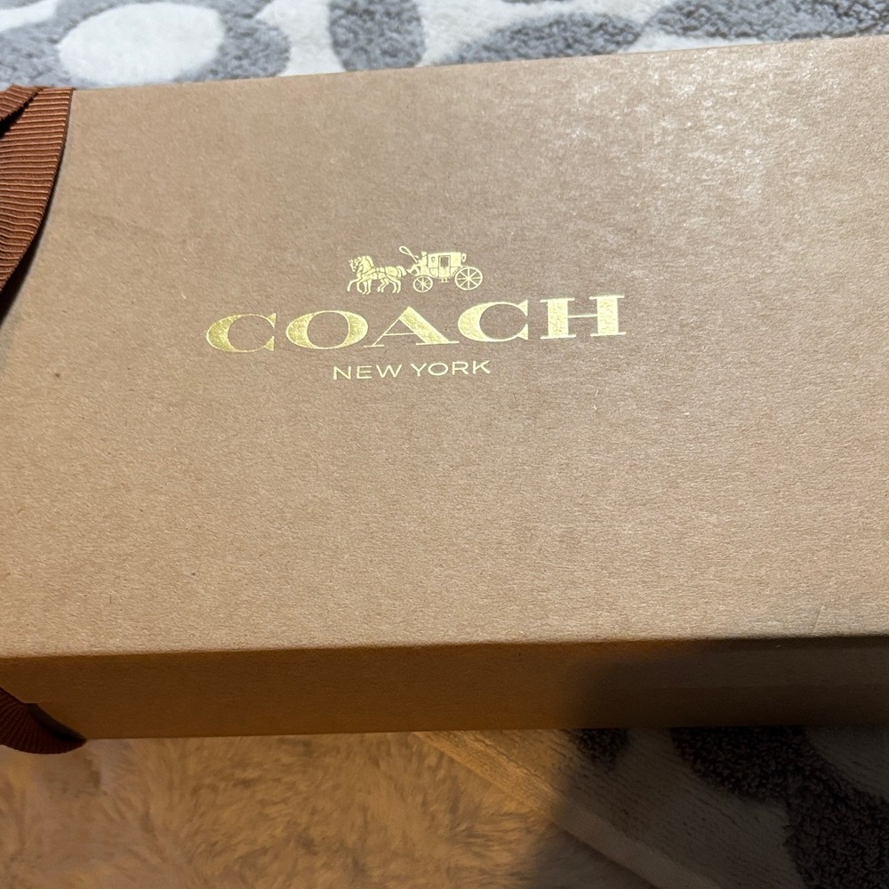 Coach Tan Box with Gold Accents
